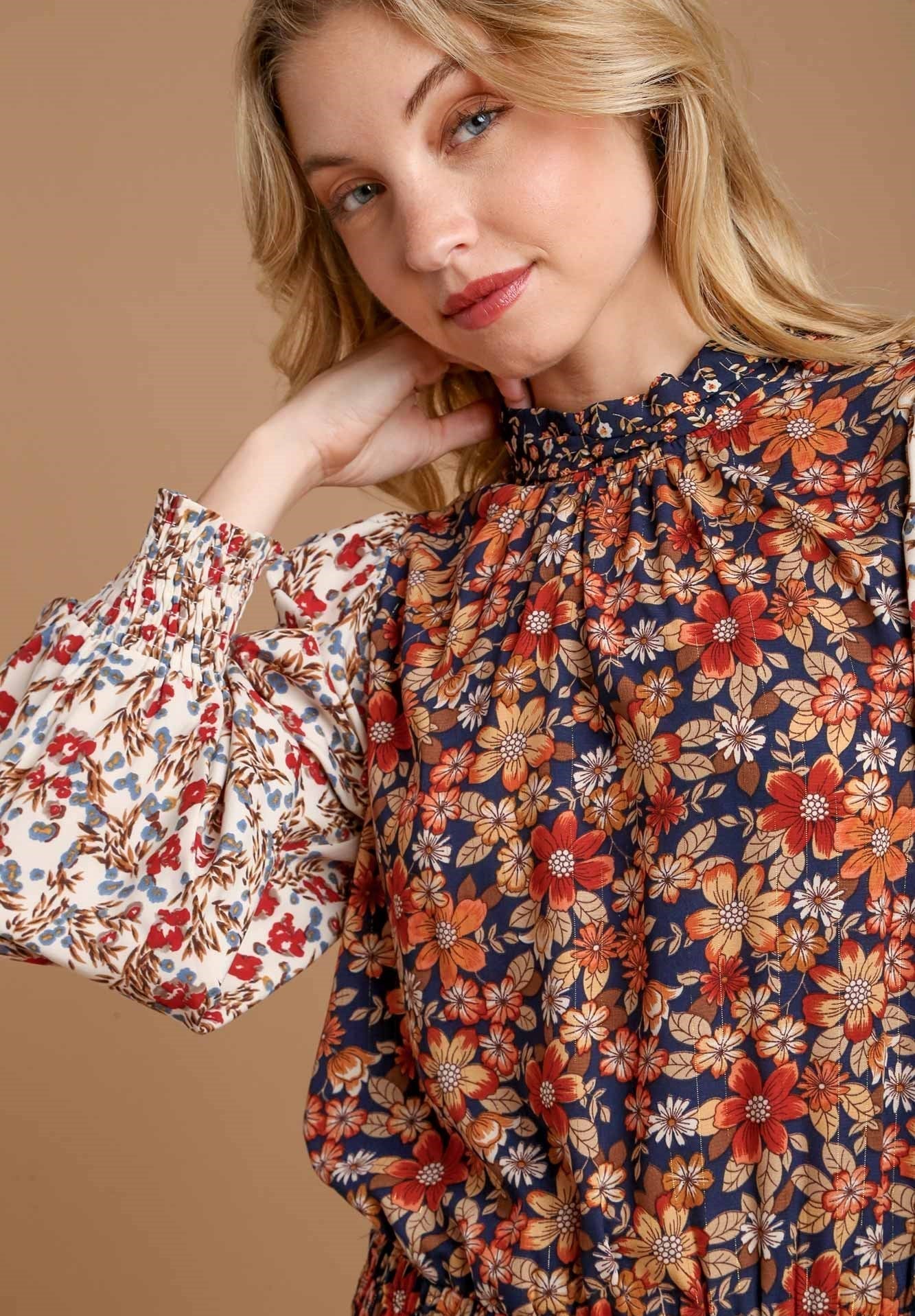 Umgee Mixed Floral Top - Wild Azalea Boutique
