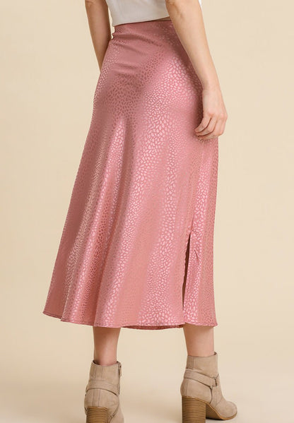 Umgee Satin Animal Print Midi Skirt - Wild Azalea Boutique