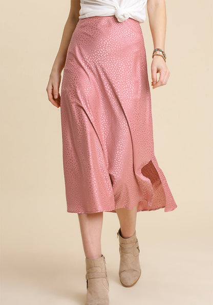 Umgee Satin Animal Print Midi Skirt - Wild Azalea Boutique