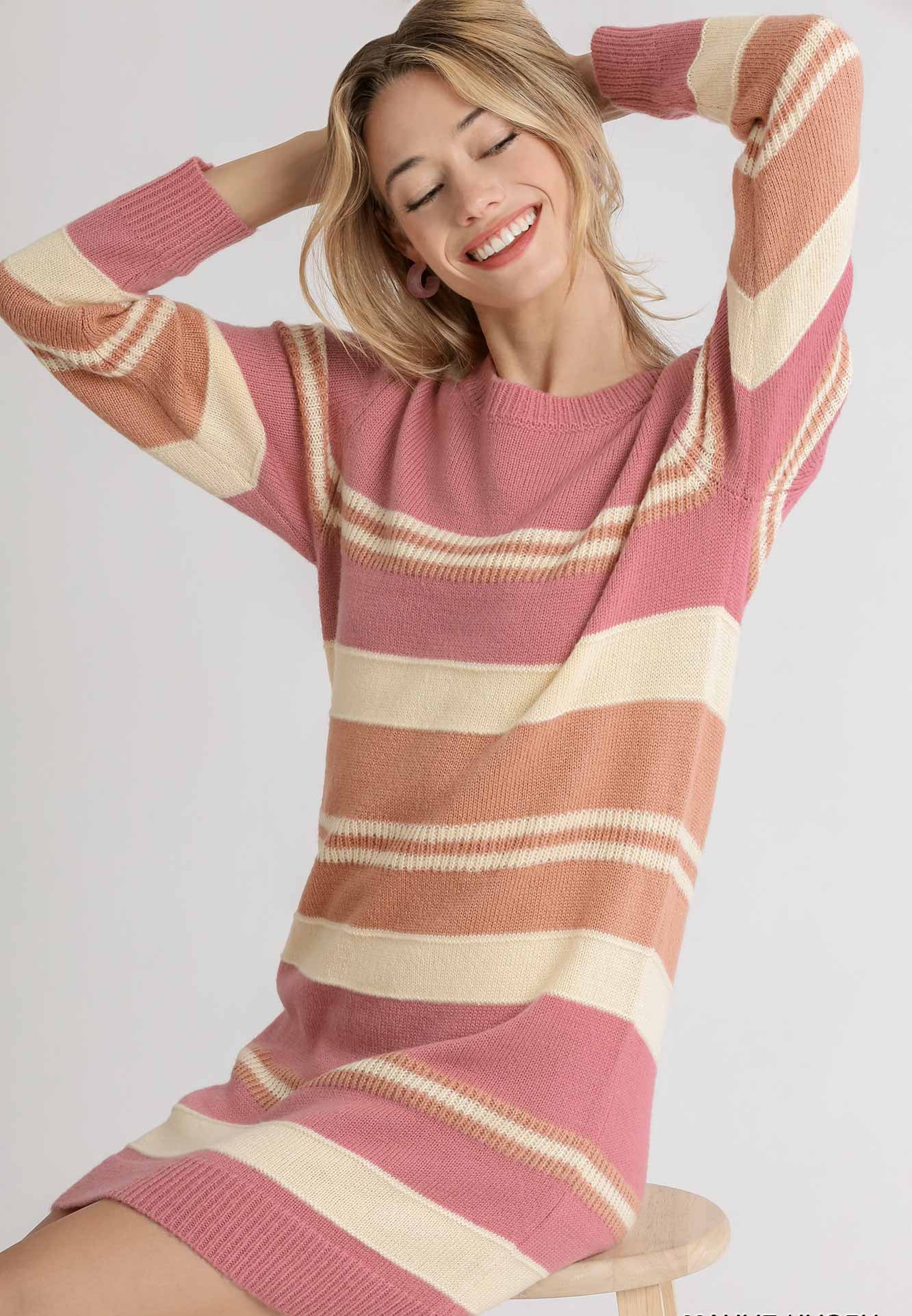 Umgee Stripe Knit Dress  Wild Azalea Boutique