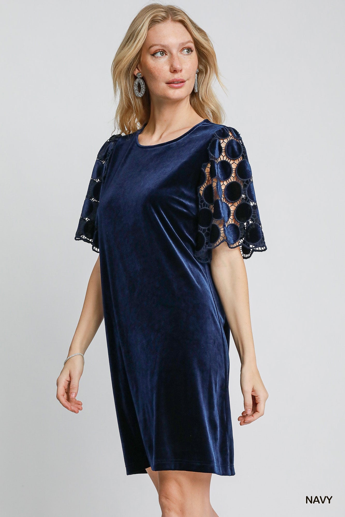 blue velvet shift dress Wine Tasting Velvet Shift Dress In Navy Curves