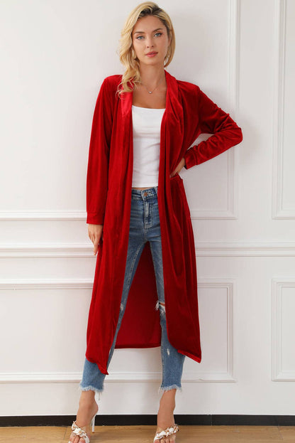 Velvet Open - Front Pocketed Cardigan - Wild Azalea Boutique