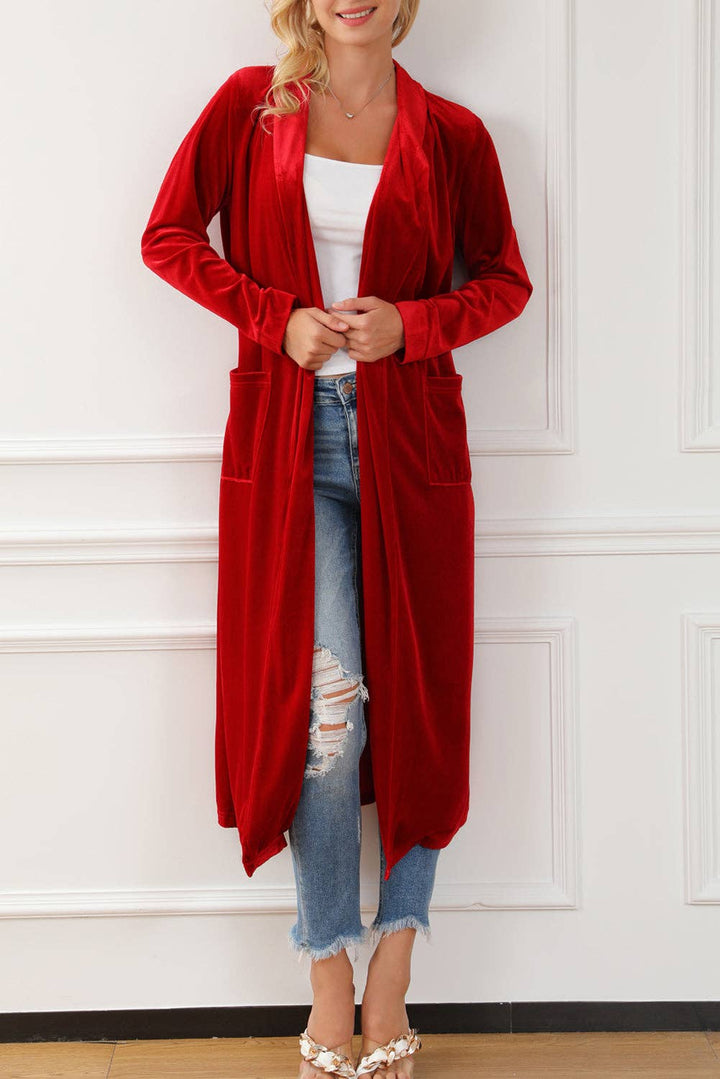 Velvet Open - Front Pocketed Cardigan - Wild Azalea Boutique