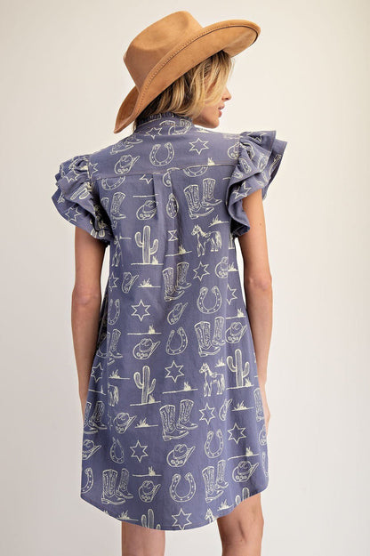 Western Button Down Mini Dress - Wild Azalea Boutique