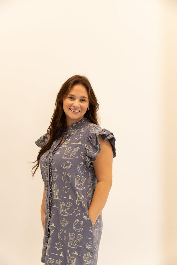 Western Button Down Mini Dress - Wild Azalea Boutique