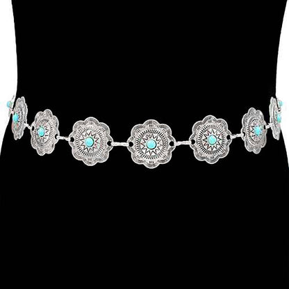 Western Flower Concho Link Chain Belt - Wild Azalea Boutique