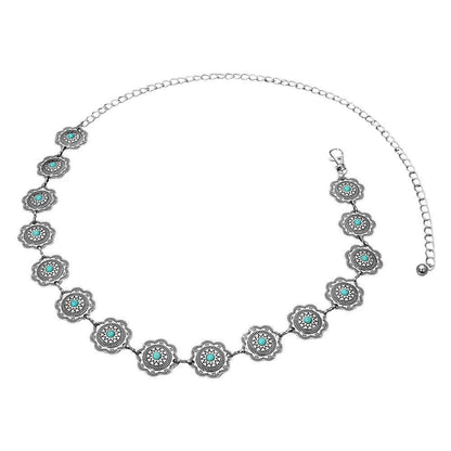 Western Flower Concho Link Chain Belt - Wild Azalea Boutique