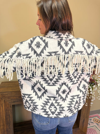 Western Fringe Aztec Jacket - Wild Azalea Boutique