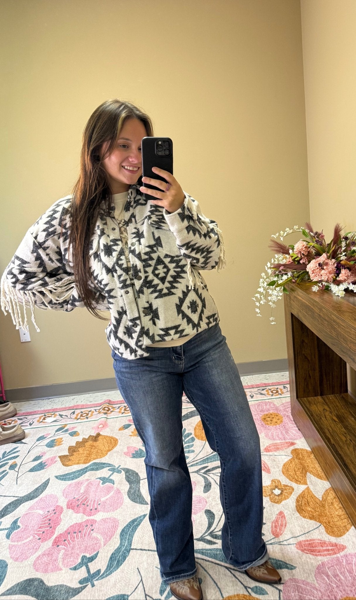 Western Fringe Aztec Jacket - Wild Azalea Boutique