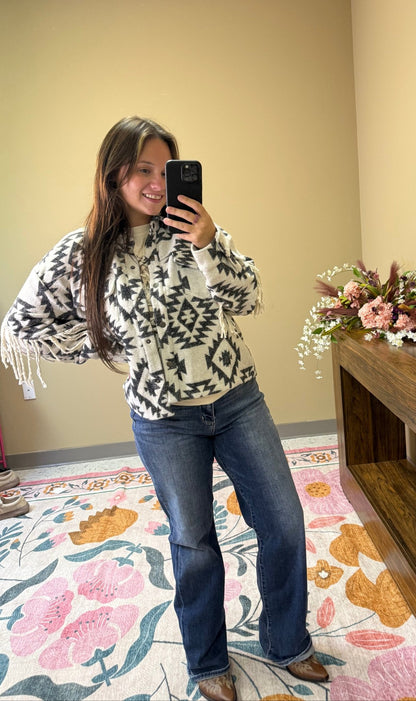 Western Fringe Aztec Jacket - Wild Azalea Boutique