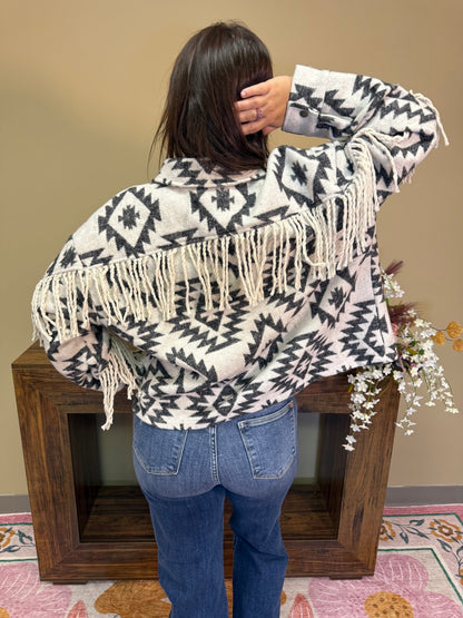 Western Fringe Aztec Jacket - Wild Azalea Boutique