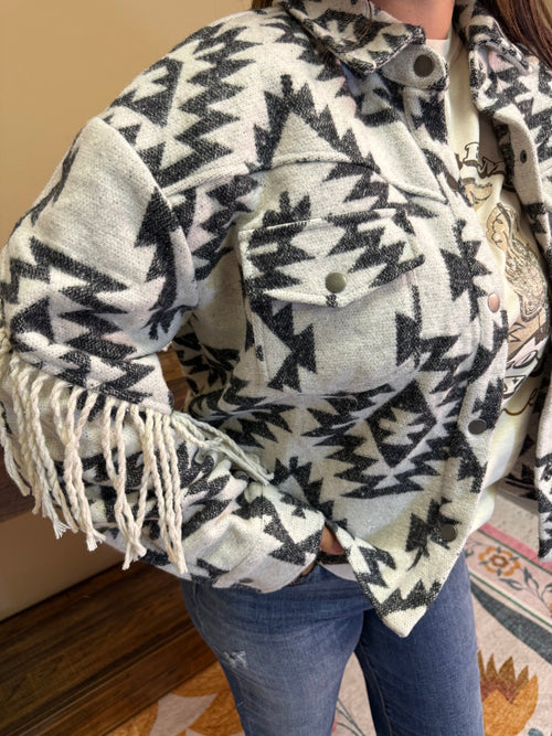 Western Fringe Aztec Jacket - Wild Azalea Boutique