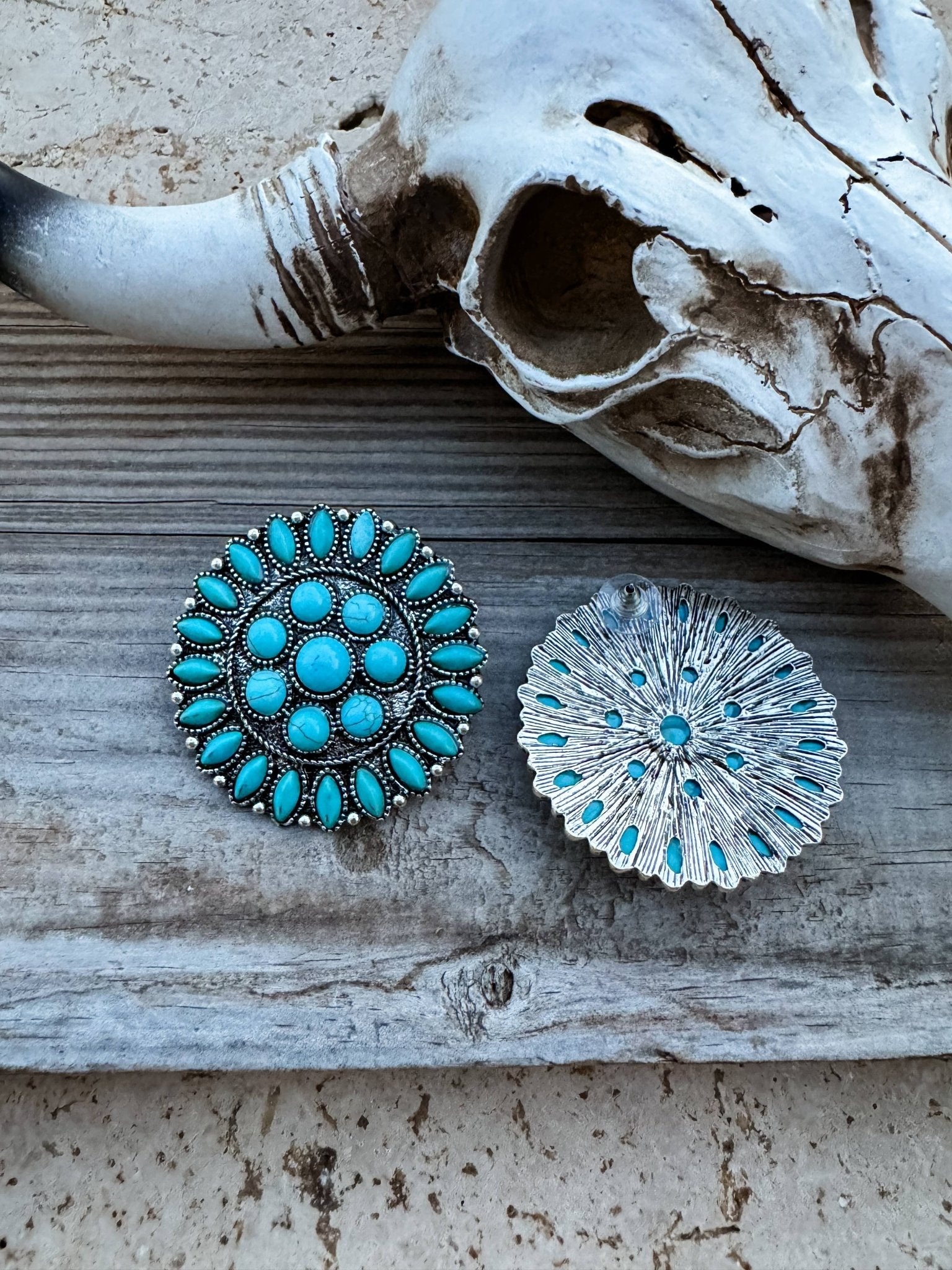 Western Round Concho Earrings - Wild Azalea Boutique