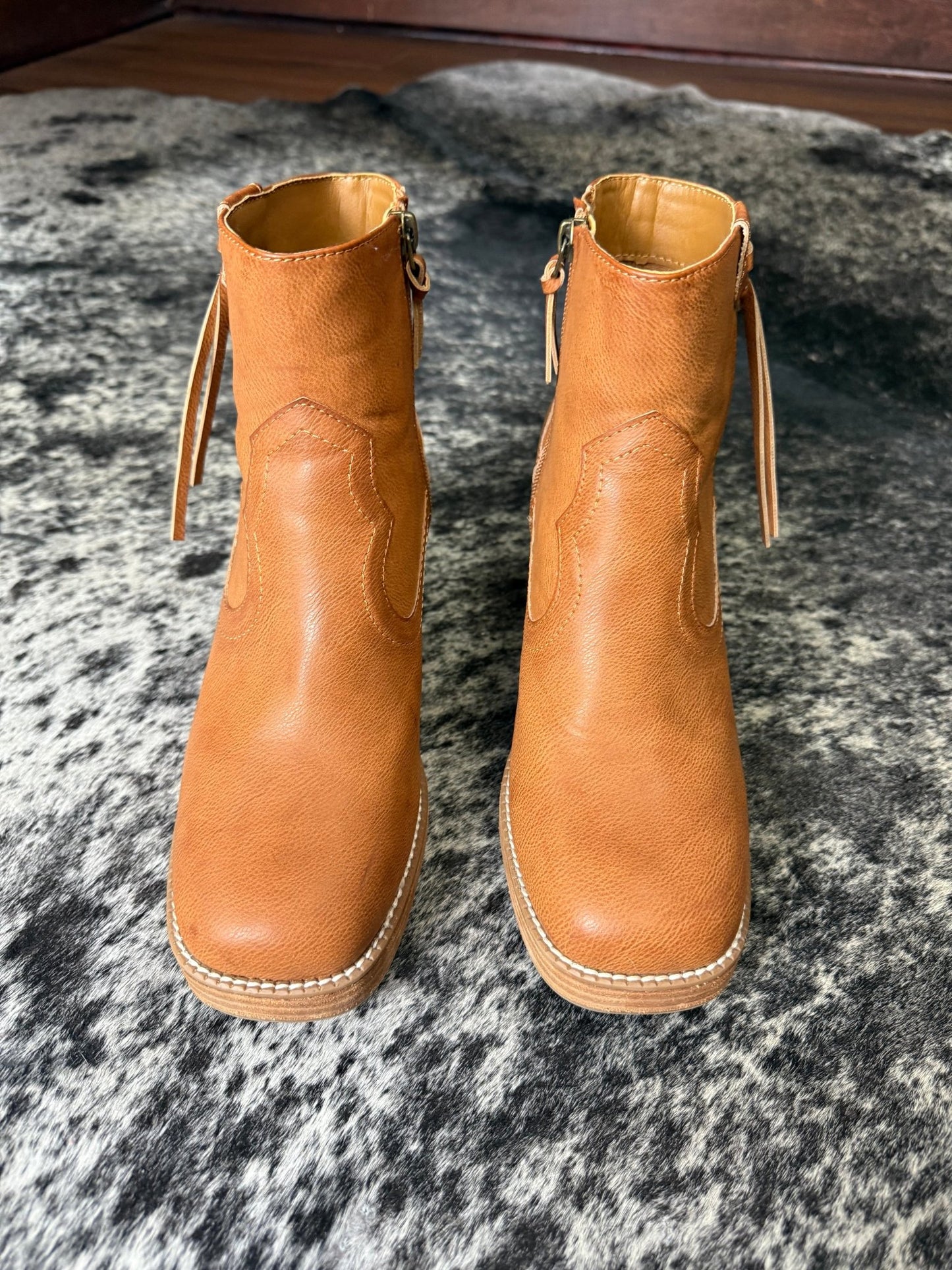 Yellow Box Western Vegan Leather Booties - Wild Azalea Boutique
