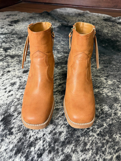 Yellow Box Western Vegan Leather Booties - Wild Azalea Boutique