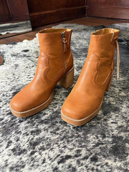 Yellow Box Western Vegan Leather Booties - Wild Azalea Boutique