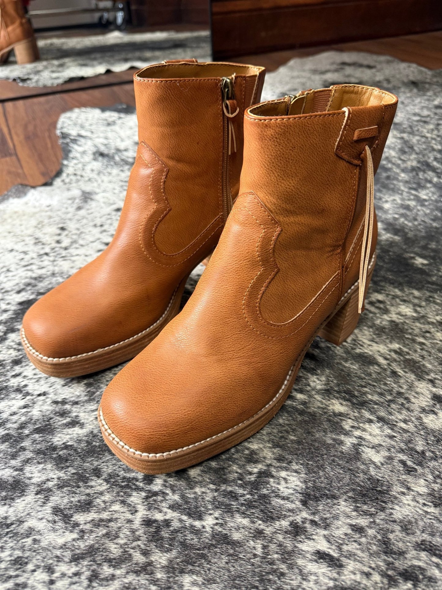 Yellow Box Western Vegan Leather Booties - Wild Azalea Boutique