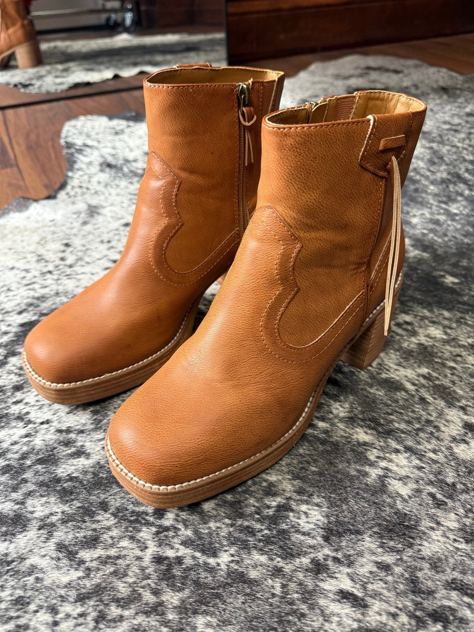 Yellow Box Western Vegan Leather Booties - Wild Azalea Boutique